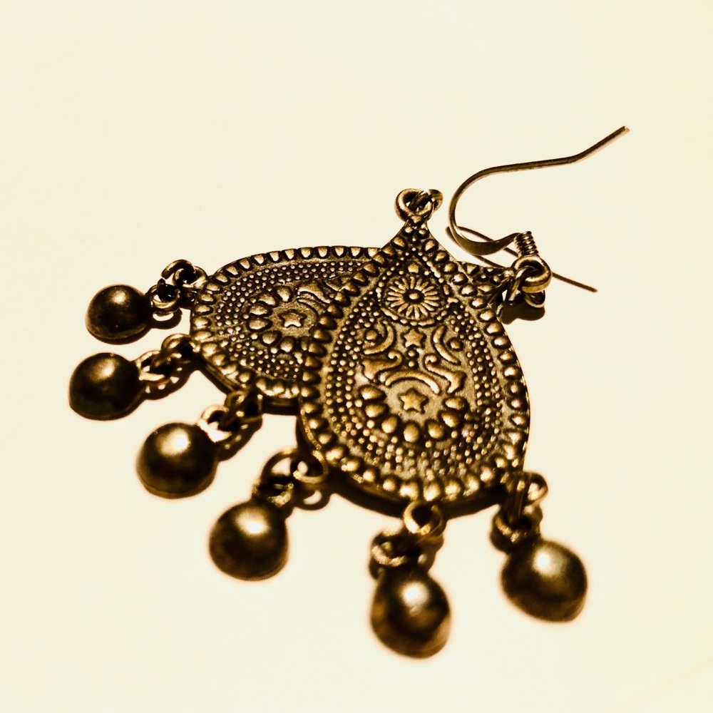 3/$15 Silver Textured Teardrop Chandelier Earrings